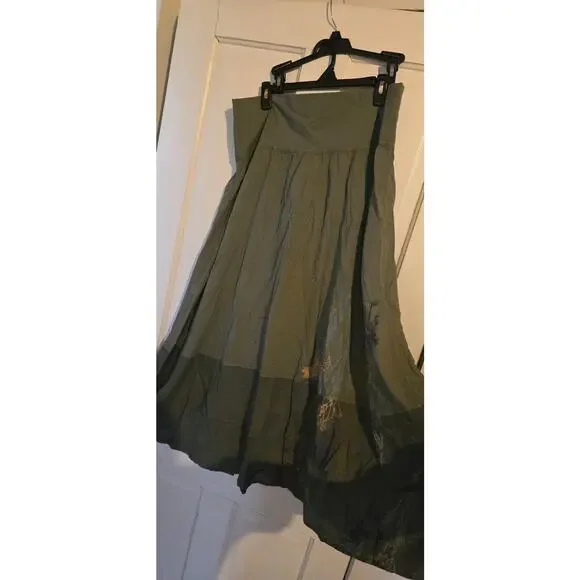 Blue Fish 100% cotton hand painted layered A-line skirt, size 11 NWT - Picture 2 of 8